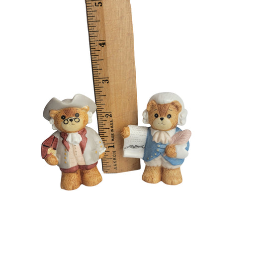 Enesco Lucy And Me Teddy Bears Benjamin Franklin John Hancock Vintage Figurines