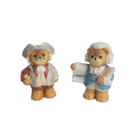 Enesco Lucy And Me Teddy Bears Benjamin Franklin John Hancock Vintage Figurines